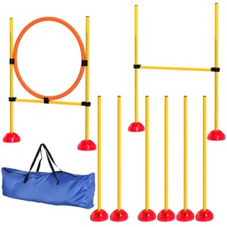 PawHut Agility Set Hunde 4-teiliges befüllbar Agility-Ausrüstung für Hundetraining Steckhürdenset mit Slalomstangen höhenvers