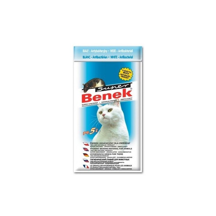 BENEK Super Katzenstreu antibakteriell 5 L weiß