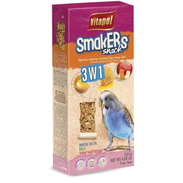 VITAPOL Leckerli mit 3 Geschmacksrichtungen für Papageien 130g