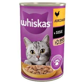 WHISKAS Adult 400 g: Nassfutter mit Huhn in Soße für adulte Katzen