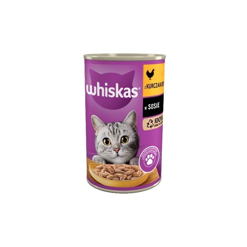 WHISKAS Adult 400 g: Nassfutter mit Huhn in Soße für adulte Katzen