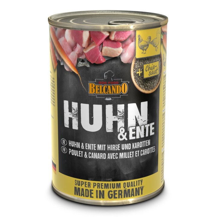 BELCANDO HUHN &amp, ENTE MIT HIRSE &amp, KAROTTEN 400 g