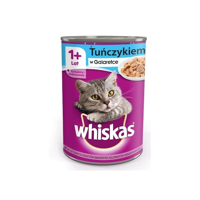 WHISKAS Adult 400 g - Nassfutter mit Thunfisch in Gelee für adulte Katzen