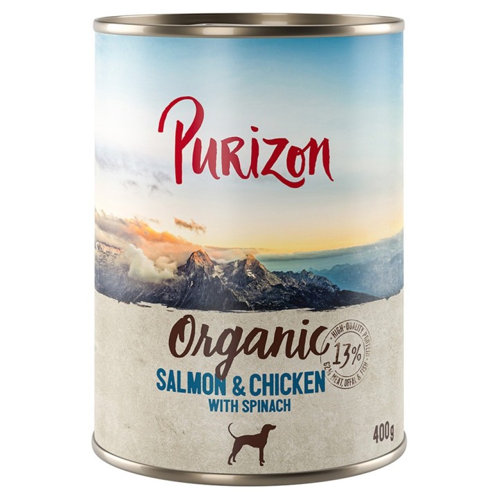 Purizon Organic 6 x 400 g - Lachs und Huhn mit Spinat