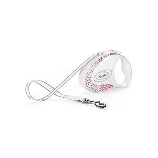 FLEXI Automatische Leine Glam M Perlmutt Weiß Gurtband 5 m bis zu 25 kg