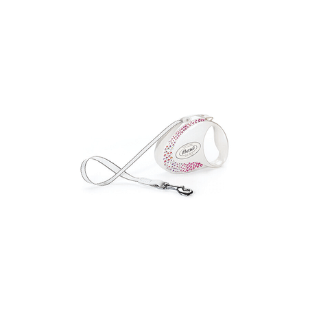 FLEXI Automatische Leine Glam M Perlmutt Weiß Gurtband 5 m bis zu 25 kg