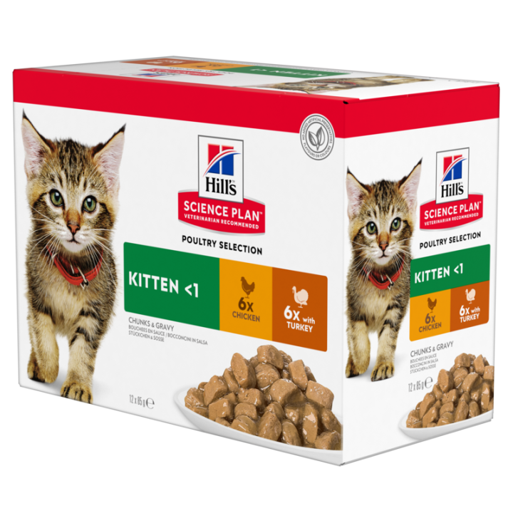 HILL'S Science Plan Feline Kitten Multipack Chicken &amp, Turkey 85 g x12 Szt.