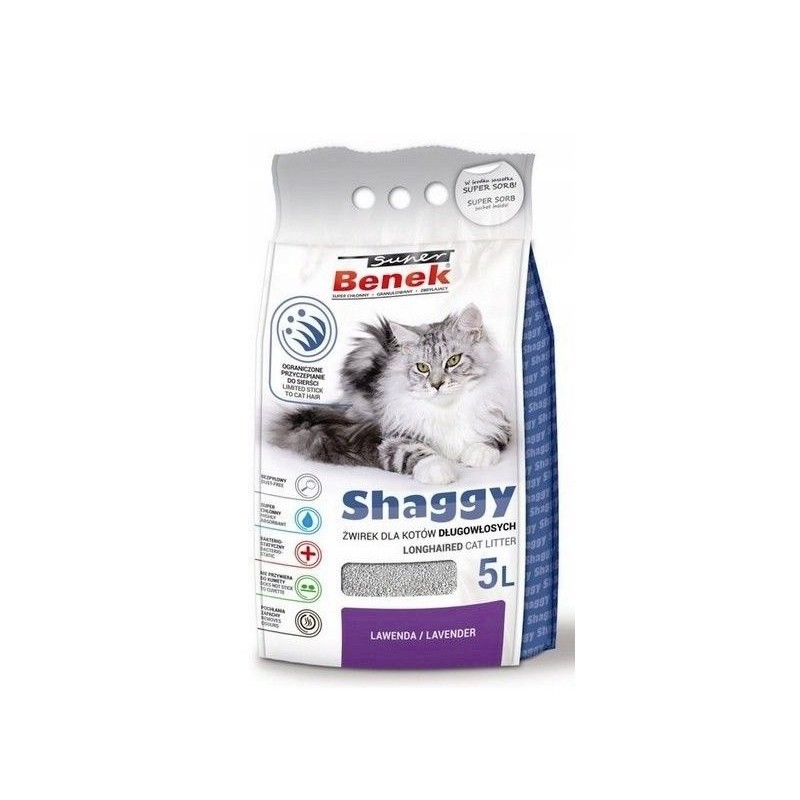 BENEK Shaggy Lavendel Streu für langhaarige Katzen 5 l
