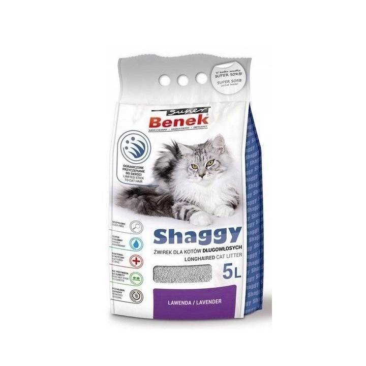 BENEK Shaggy Lavendel Streu für langhaarige Katzen 5 l