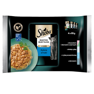 SHEBA Selection Select Slices 4x85g Nassfutter MIX Fisch Geschmacks in Soße für adulte Katzen