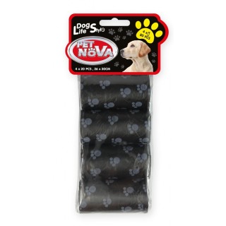 PET NOVA Dog Lifestyle Hundekotbeutel 4 Rollen à 20 Beutel Schwarz