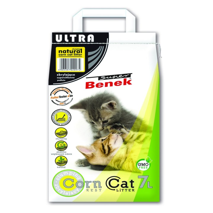 BENEK Super Corn Cat Ultra Natürliches Mais-Katzenstreu 7 l 4,4 kg