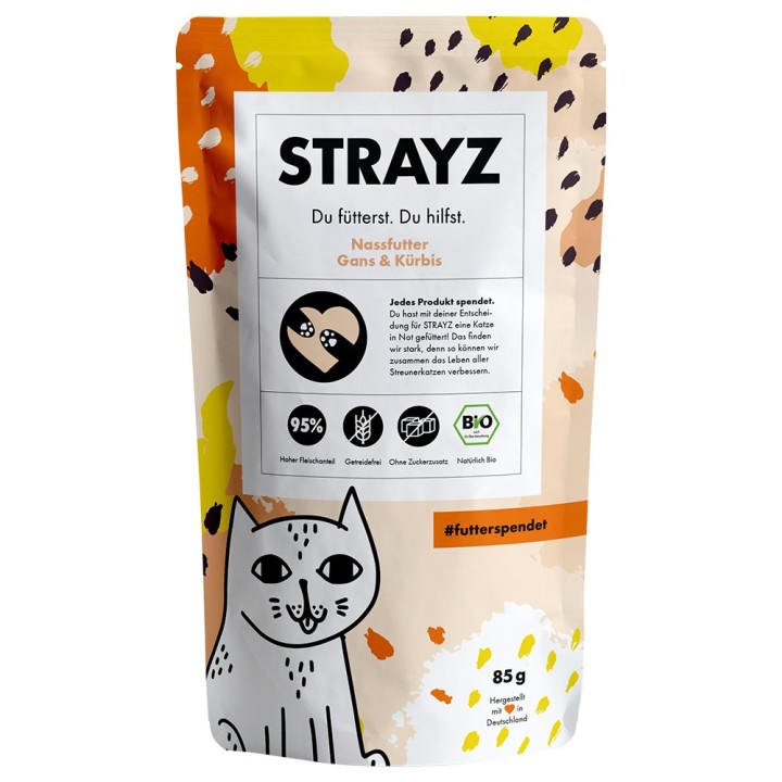 STRAYZ BIO Pouch 6 x 85 g - Bio-Gans & Bio-Kürbis