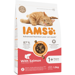 IAMS Cat Adult All Breeds Salmon mit Lachs und Huhn 1,5 kg