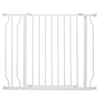 PawHut Treppenschutzgitter Türschutzgitter mit Zwei-Wege-Öffnung, einstellbar 75-95cm, Stahl in Weiß, sicherer Schutz für Kin