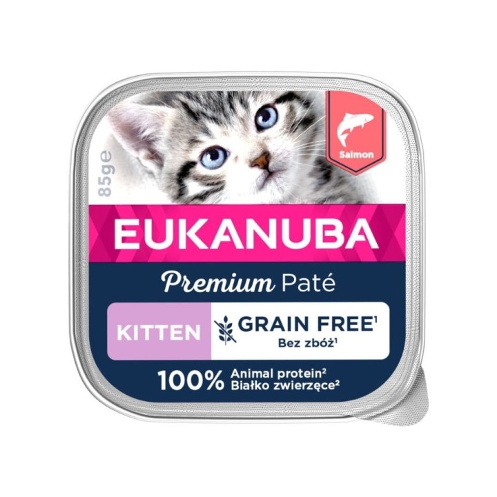 EUKANUBA Grain Free Kitten Pastete für Kätzchen Lachs 85 g