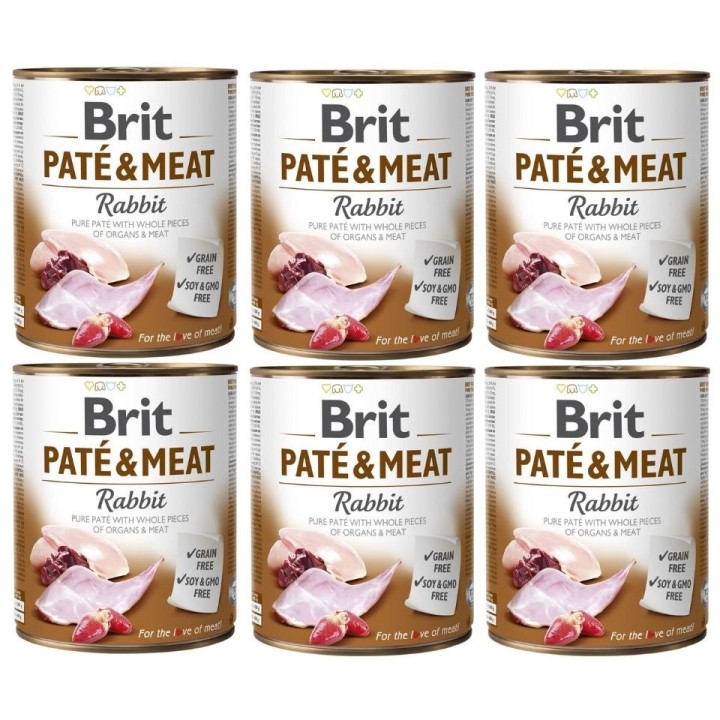BRIT Pate&amp,Meat rabbit 6x800 g Kaninchenpastete für Hunde