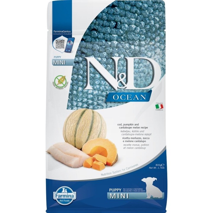 FARMINA N&amp,D Ocean Dog Puppy Mini cod, pumpkin &amp, cantaloupe melon 800 g
