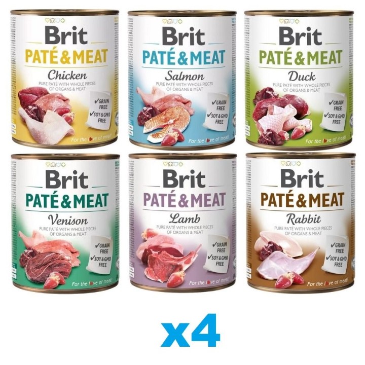 BRIT Pate&amp,Meat Mix Geschmacks 24x800 g Pastete für Hunde