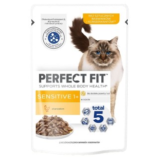 PERFECT FIT Sensitive 1+ 1x85: Nassfutter mit Huhn für adulte Katzen, in Soße