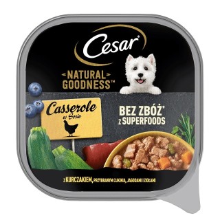 CESAR Schale 100 g Nassfutter in Sauce für ausgewachsene Hunde mit Huhn, Zucchini, Beeren und Kräutern
