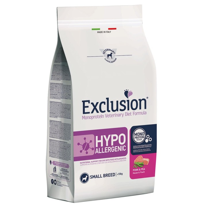 Exclusion Hypoallergenic Small Breed mit Schwein und Erbsen - 7 kg