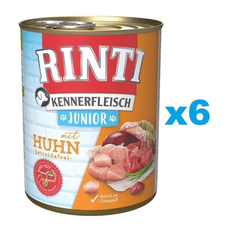 RINTI Kennerfleisch Junior 6x400g mit Huhn für Welpen
