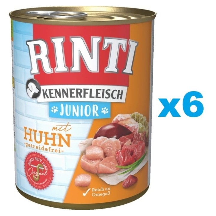 RINTI Kennerfleisch Junior 6x400g mit Huhn für Welpen