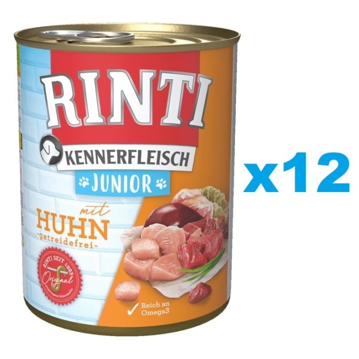 RINTI Kennerfleisch Junior 12x400g mit Huhn für Welpen