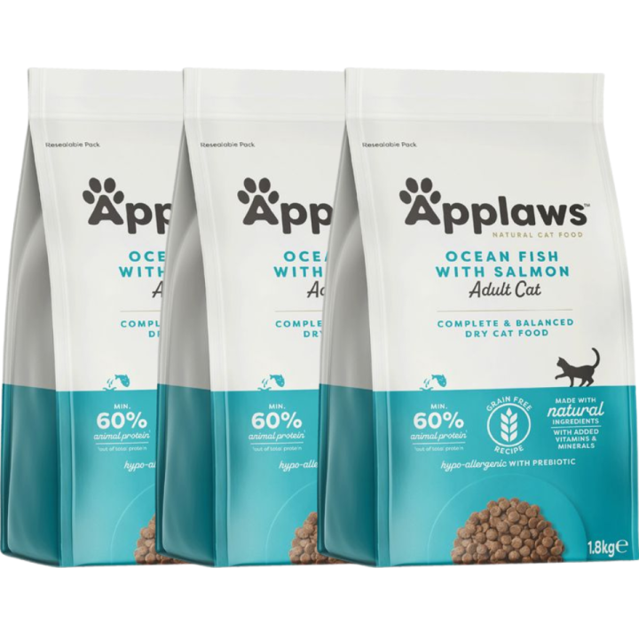 APPLAWS Cat Adult ocean fish and salmon 5,4 kg (3x1,8 kg) Meeresfisch mit Lachs für ausgewachsene Katzen
