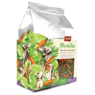 VITAPOL Vita Herbal Ergänzungsmischung für Nager und Kaninchen Kräuterhafer mit Karotten 150 g