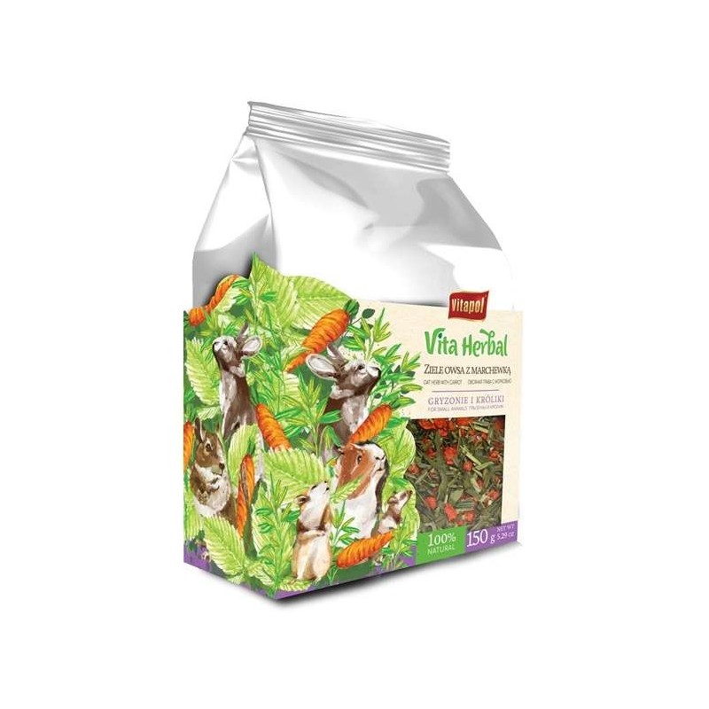 VITAPOL Vita Herbal Ergänzungsmischung für Nager und Kaninchen Kräuterhafer mit Karotten 150 g