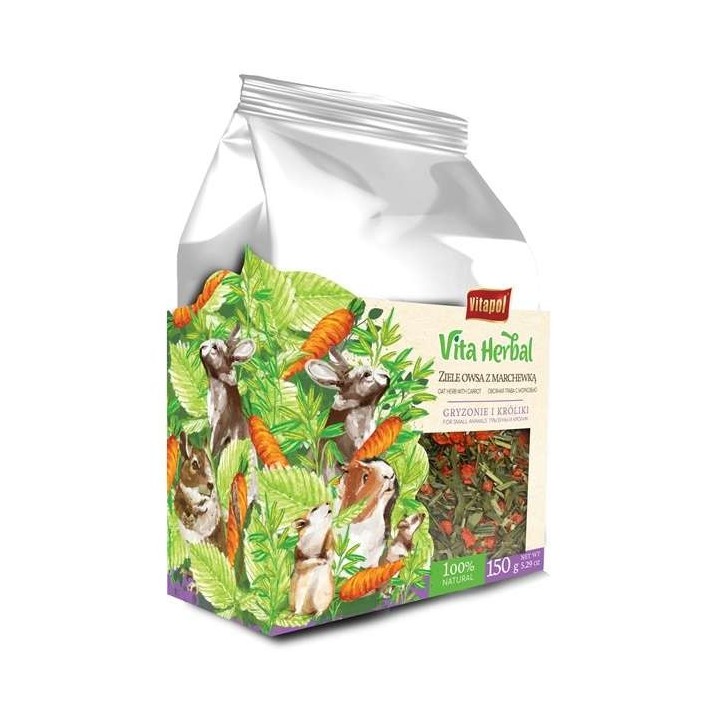 VITAPOL Vita Herbal Ergänzungsmischung für Nager und Kaninchen Kräuterhafer mit Karotten 150 g