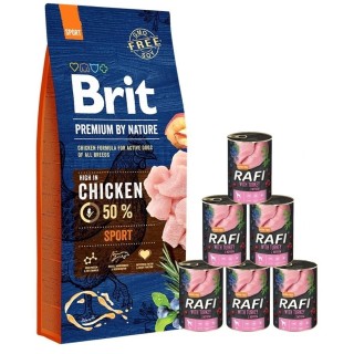 BRIT Premium By Nature Sport 15 kg + Truthahn Nassfutter 6x400 g