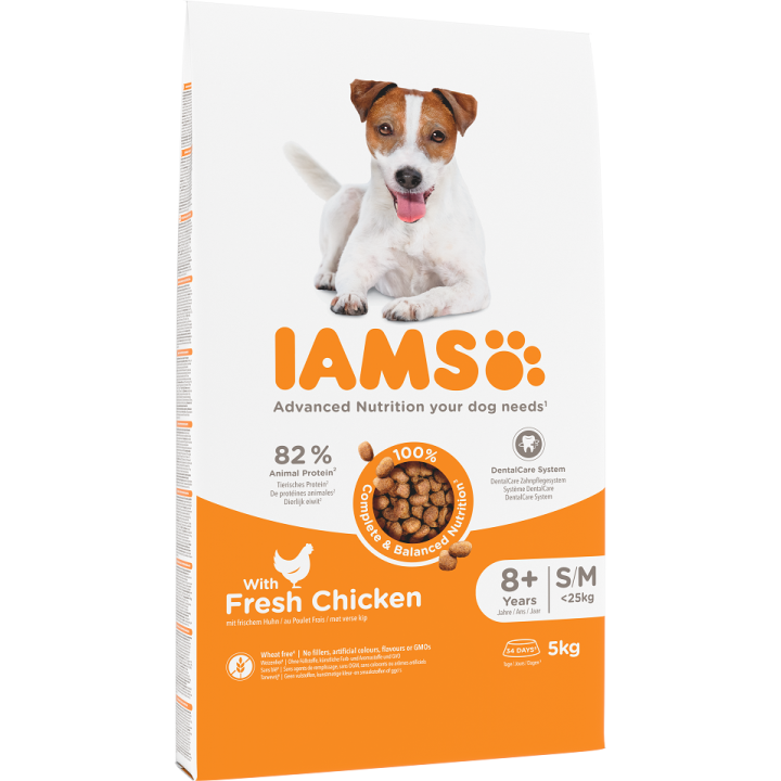 IAMS for Vitality Senior für ältere Hunde kleiner und mittelgroßer Rassen mit frischem Huhn 5 kg