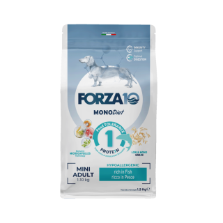 FORZA10 Mini Diet mit Fisch hypoallergenes Trockenfutter für ausgewachsene Hunde kleiner Rassen 1,5 kg