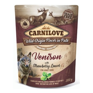 CARNILOVE Dog Paté Venison with Strawberry Leaves 300g Nassfutter für Hunde Wildbret mit Erdbeerblättern