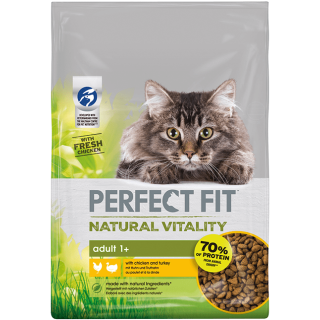 PERFECT FIT Natural Vitality 1+ : Trockenfutter mit Huhn und Truthahn adulte Katzen 650 g