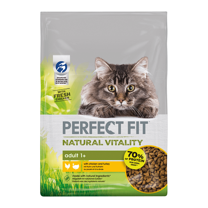 PERFECT FIT Natural Vitality 1+ : Trockenfutter mit Huhn und Truthahn adulte Katzen 650 g