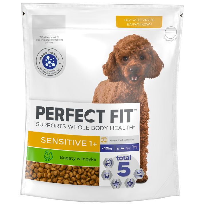 PERFECT FIT Sensitive 1+ 825 g: Trockenvollnahrung mit Truthahn für adulte Hunde kleiner Rassen
