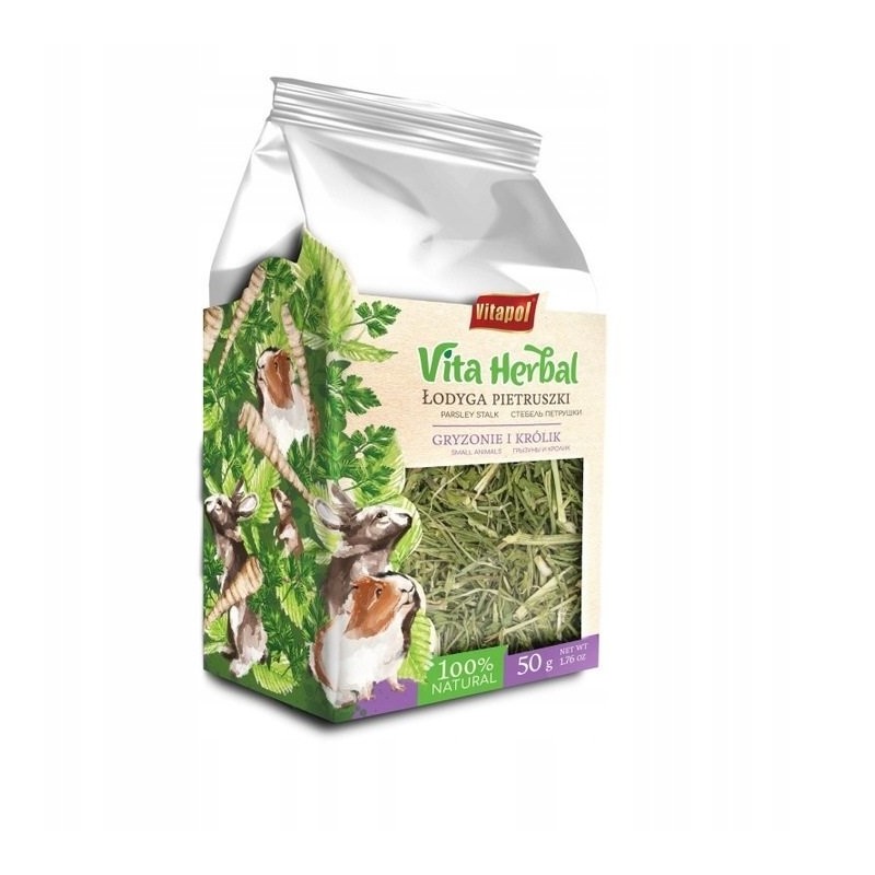 VITAPOL Vita Herbal Petersilienstängel 50 g natürliches Leckerli für Nager und Kaninchen
