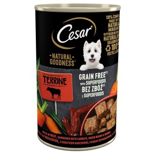 CESAR Natural Goodness in Terrine 400g reich an Rindfleisch mit Karotten, grünen Bohnen und Kräutern
