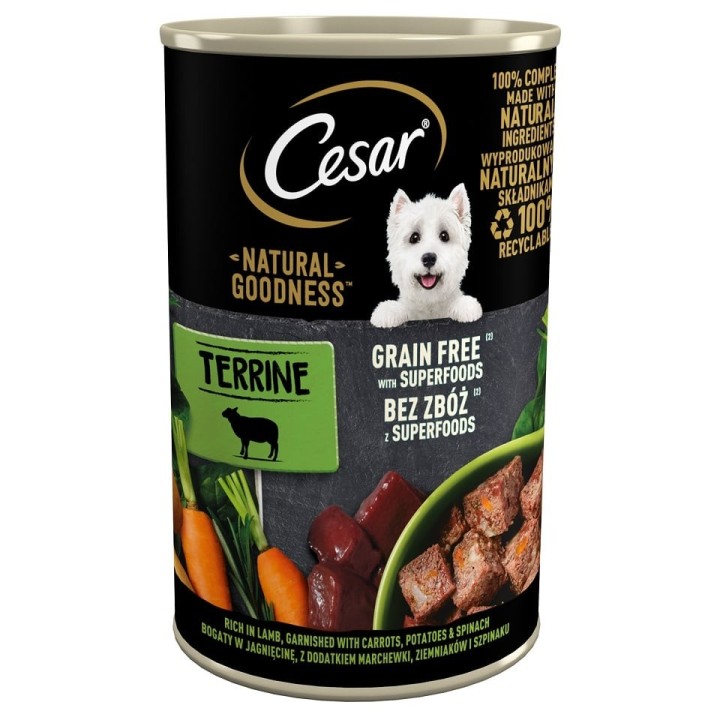 CESAR Natural Goodness in Terrine 400g reich an Lammfleisch mit Karotten, Kartoffeln und Spinat