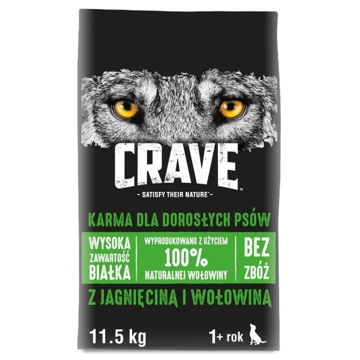 CRAVE Adult mit Lamm &amp, Rind Trockenfutter für ausgewachsene Hunde 11.5 kg