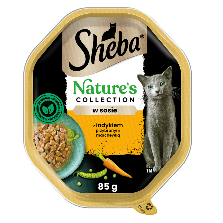 SHEBA Nature’s Collection 85 g Nassfutter mit Truthahn und Karotte in Soße für adulte Katzen