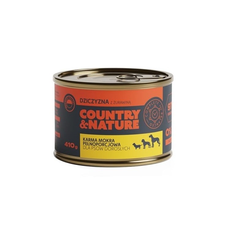 COUNTRY&amp,NATURE Getreidefreies Nassfutter mit Wild und Preiselbeeren 410g
