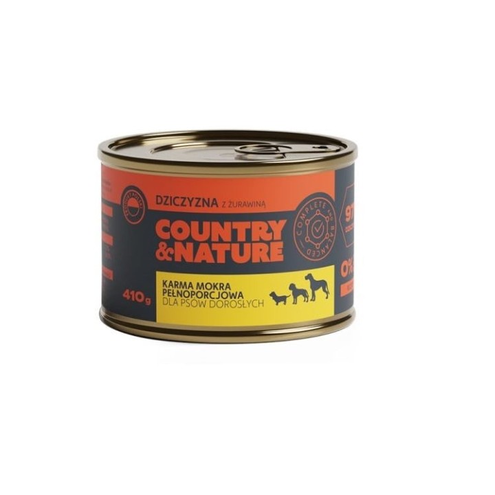 COUNTRY&amp,NATURE Getreidefreies Nassfutter mit Wild und Preiselbeeren 410g