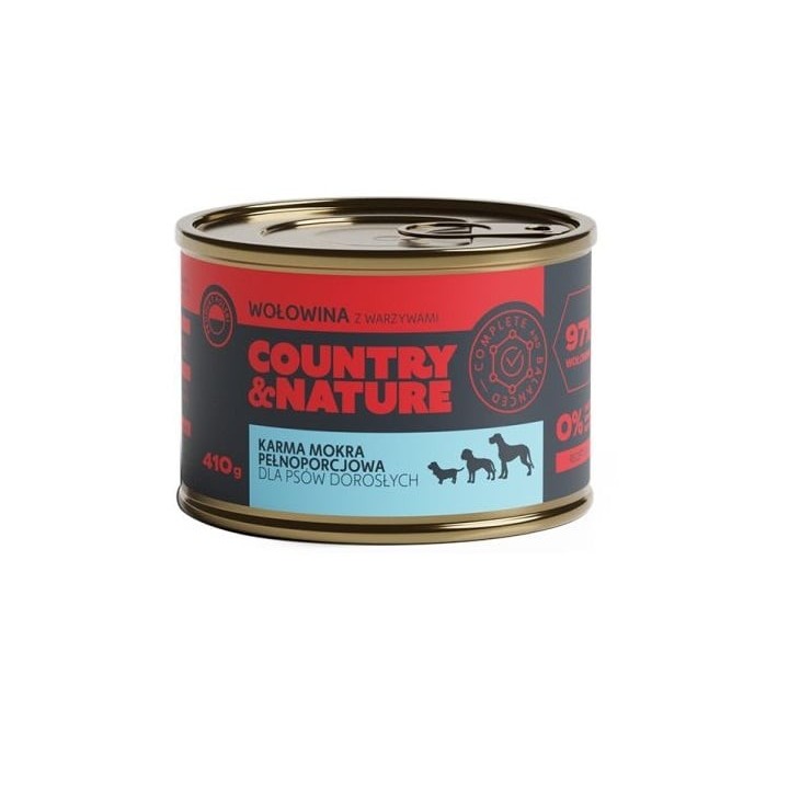 COUNTRY&amp,NATURE Getreidefreies Nassfutter Rindfleisch mit Gemüse 410g