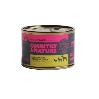 COUNTRY&amp,NATURE Getreidefreies Nassfutter Schweinefleisch mit Spinat 410g