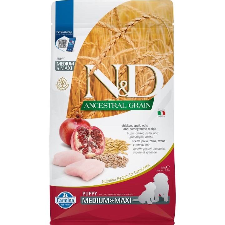 FARMINA N&amp,D ANCESTRAL GRAIN DOG für Welpen mit Huhn und Hafer 2,5 kg